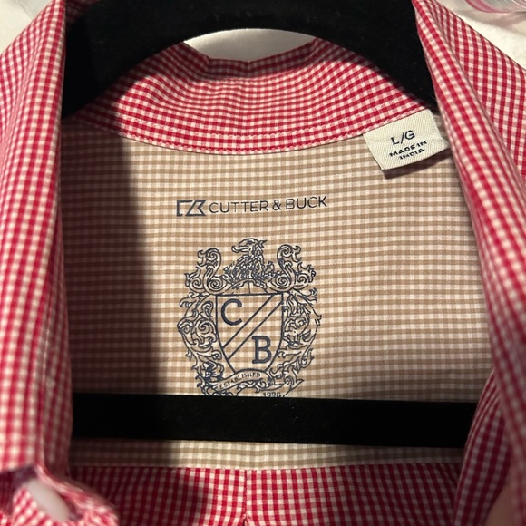 Cutter & Buck Red Checked Short Sleeve Casual Shirt Sz L - Picture 5 of 7